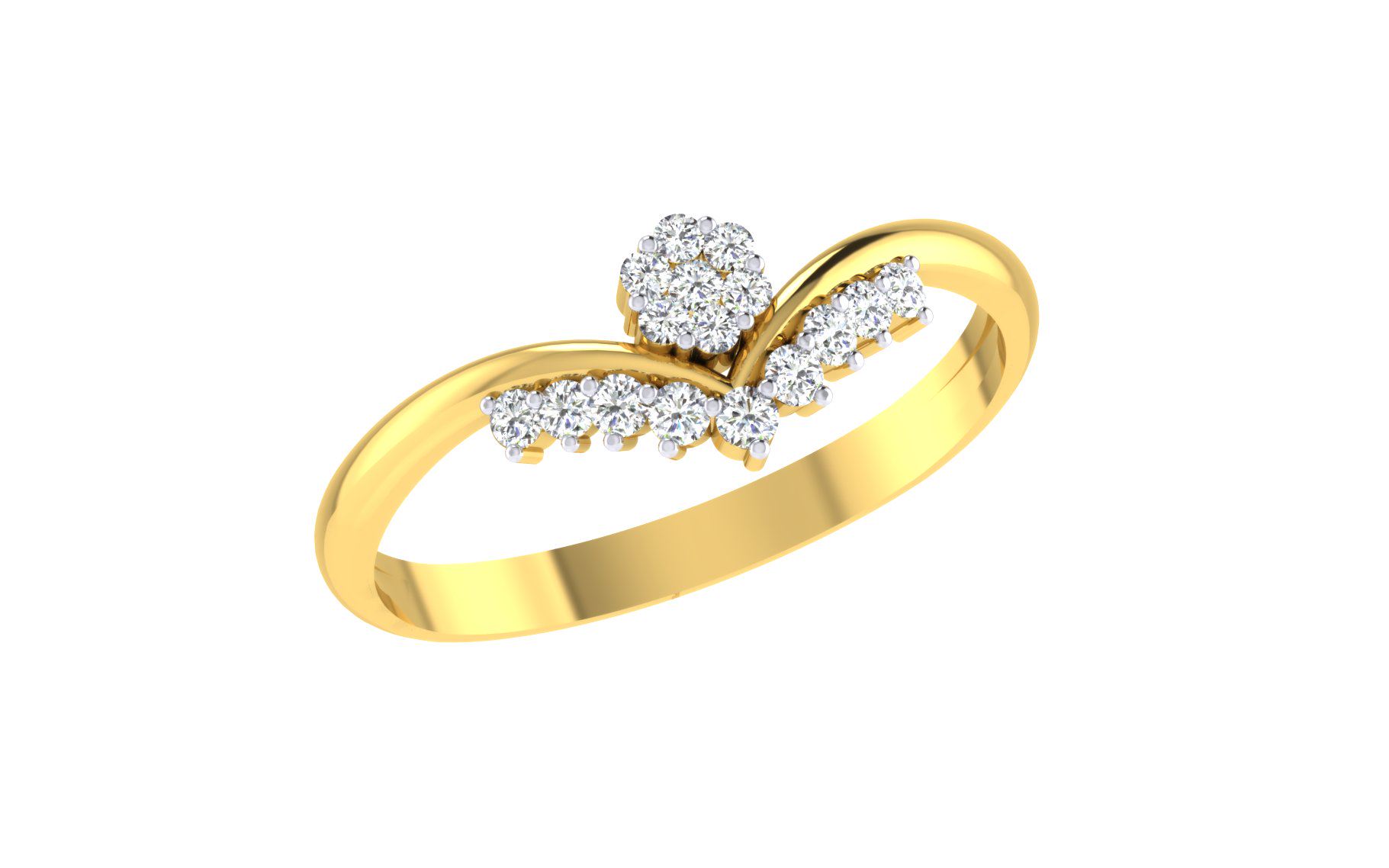 Solid 22K/18K/14K Fine Gold Certified Stamped Pretty CZ Design Women's Ring