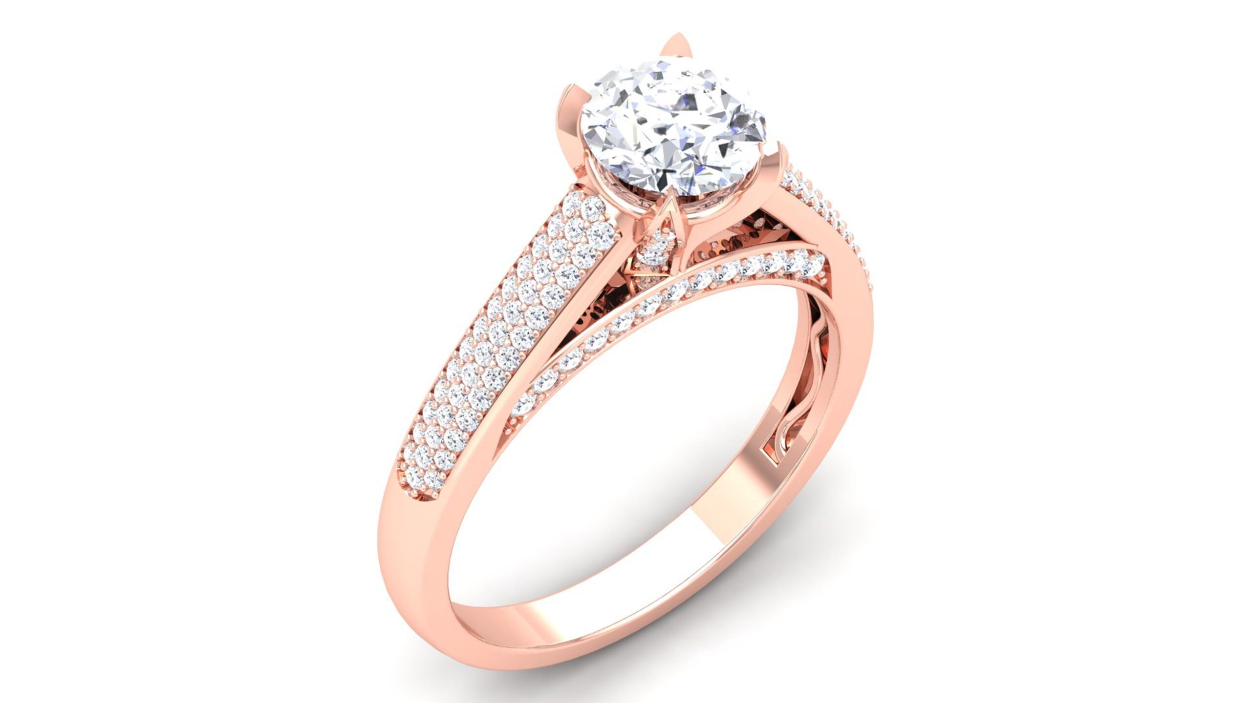 IGI Certified Natural Diamond Women's Ring 14K/18K Fine Rose Gold