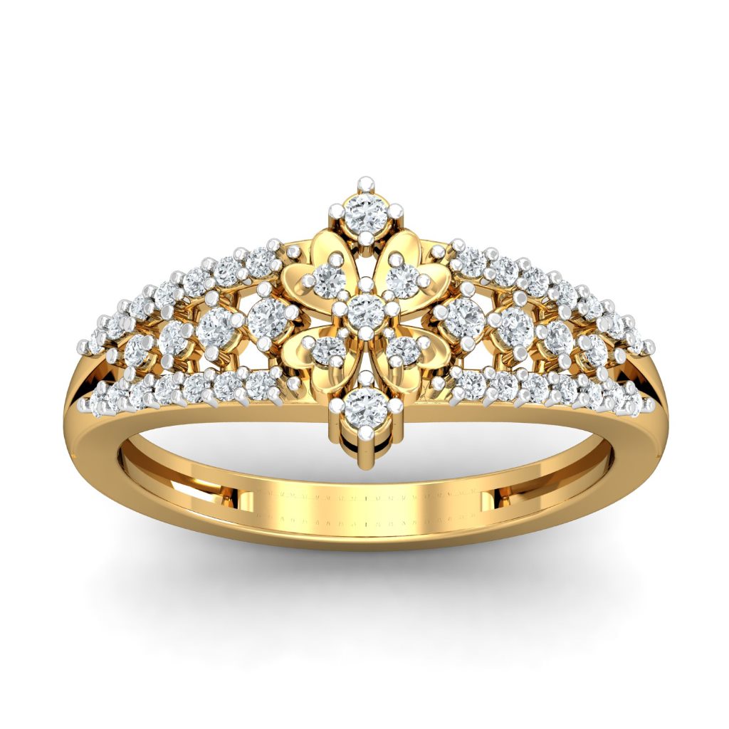 Solid 22K/18K/14K Fine Gold Certified Stamped Carved CZ Design Women's Ring