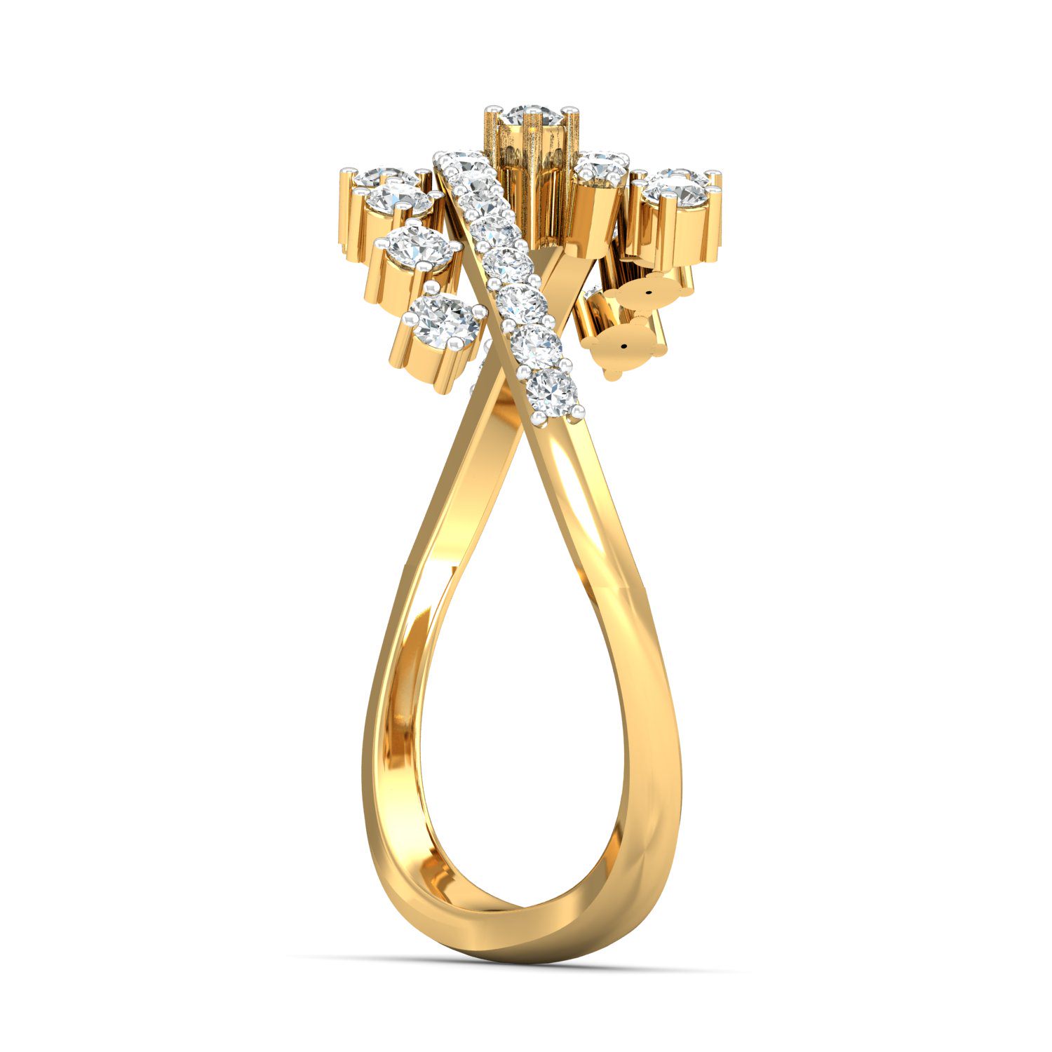 Solid 22K/18K/14K Fine Gold Certified Stamped Carved CZ Design Women's Ring