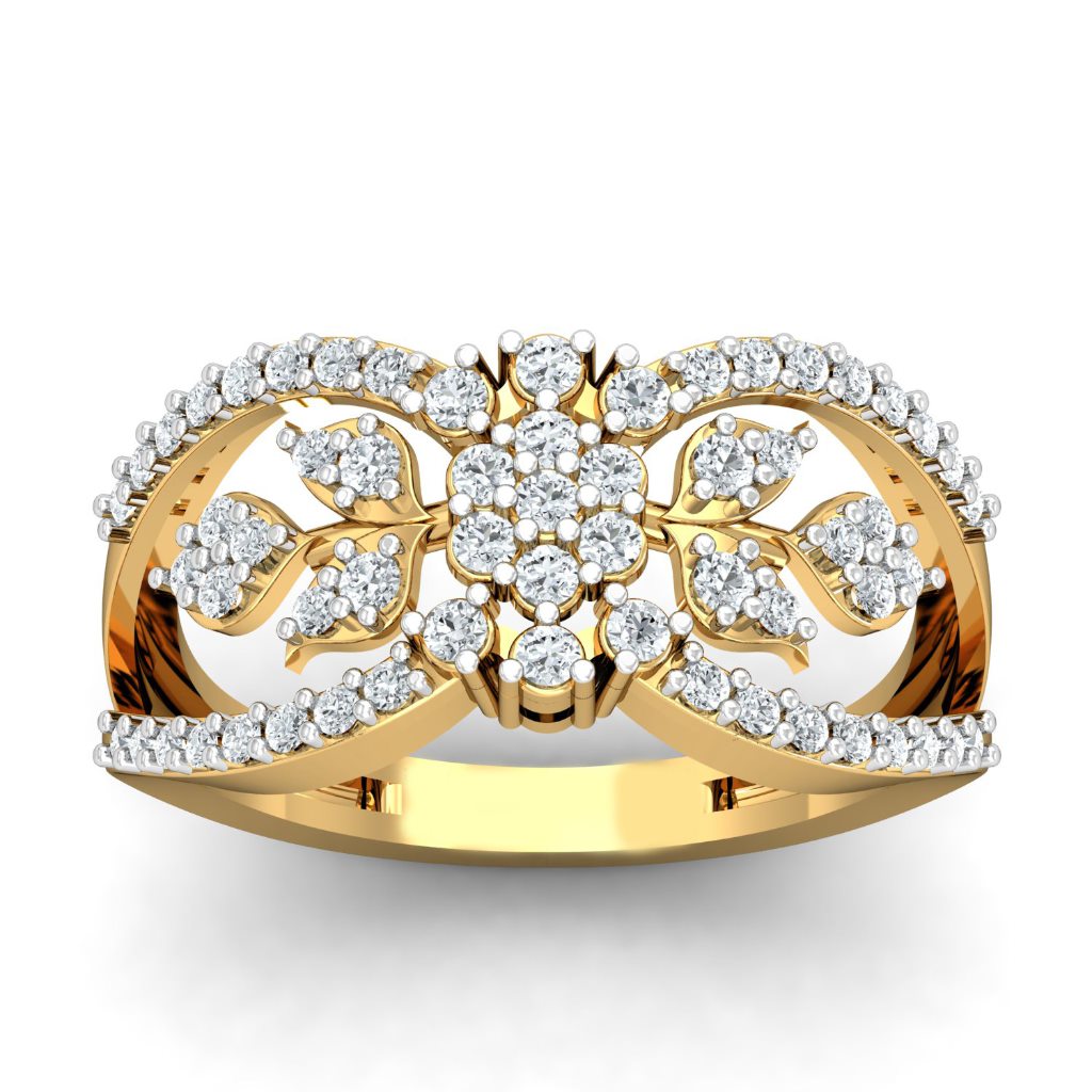 Solid 22K/18K/14K Fine Gold Certified Stamped Bold CZ Design Women's Ring