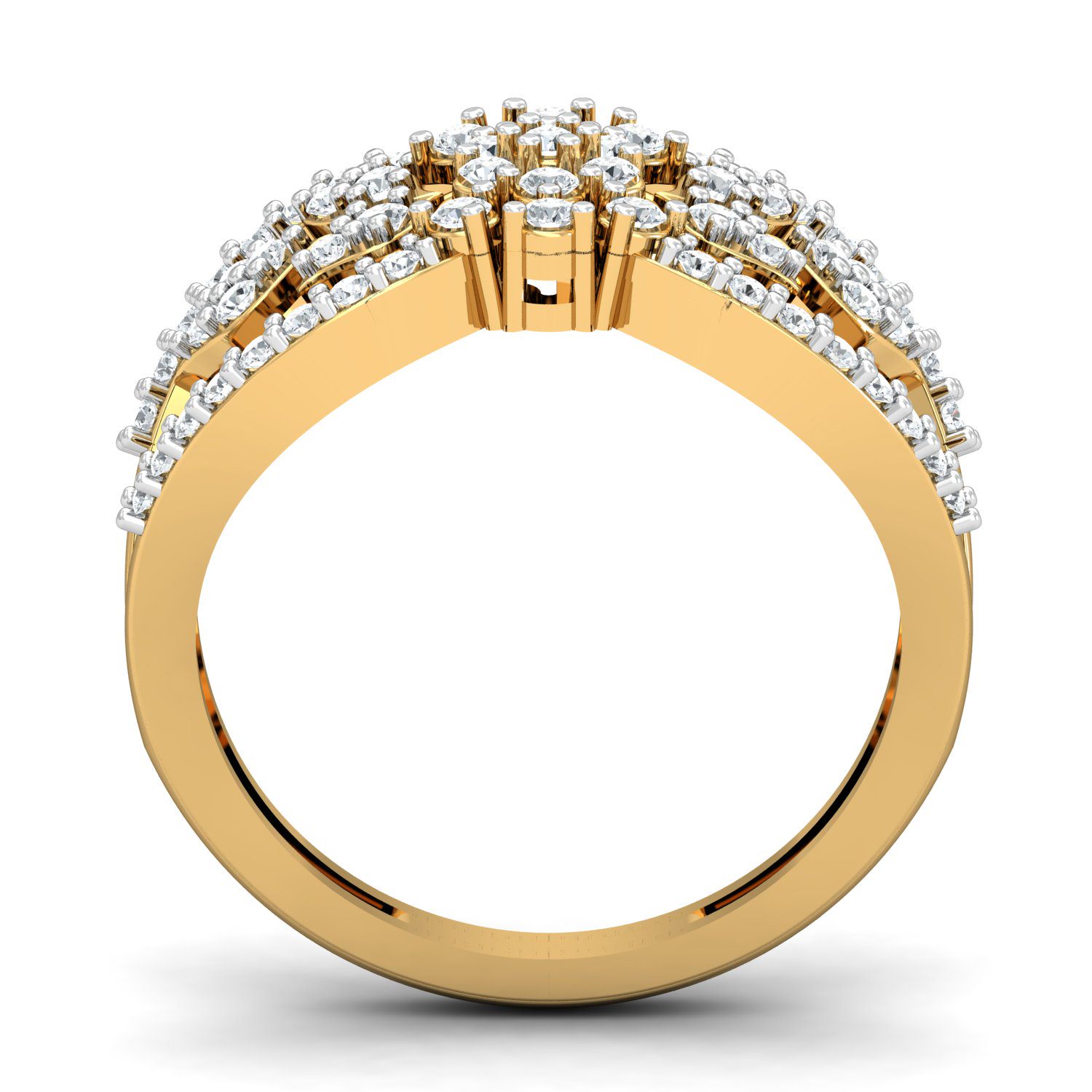 Solid 22K/18K/14K Fine Gold Certified Stamped Bold CZ Design Women's Ring