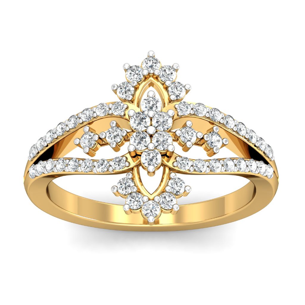 Solid 22K/18K/14K Fine Gold Certified Stamped Studded CZ Design Women's Ring