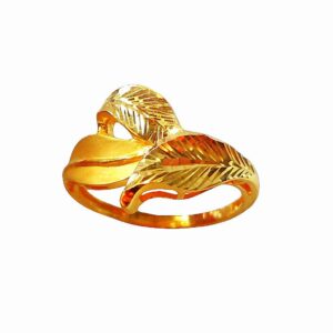 Solid 22K/18K/14K Fine Gold Certified Stamped Leaf Design Women's Ring