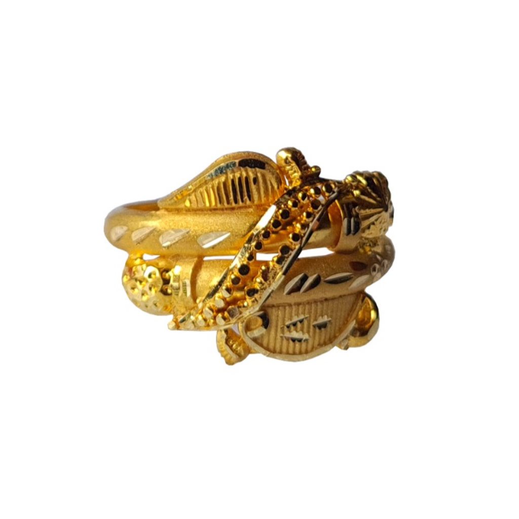 Solid 22K/18K/14K Fine Gold Certified Stamped Carved Design Women's Ring
