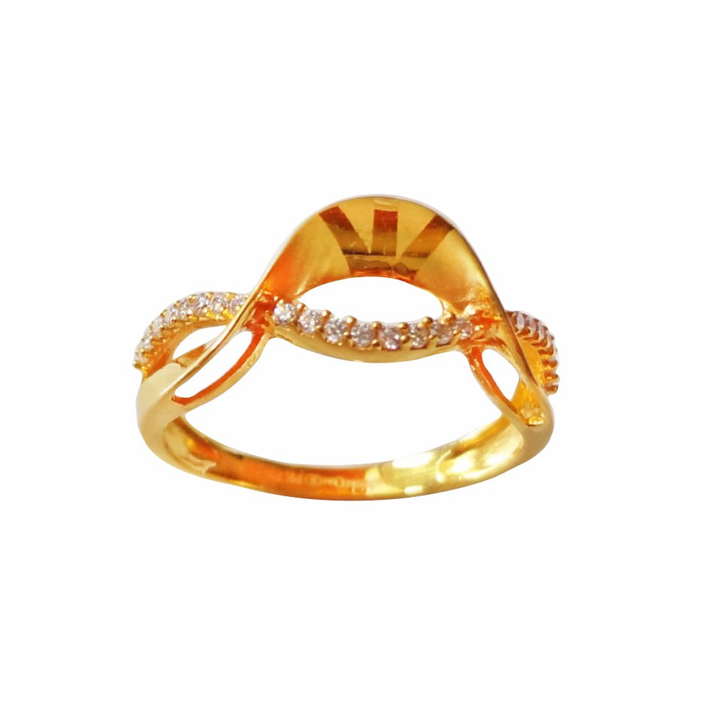 Solid 22K/18K/14K Fine Gold Certified Stamped CZ Carved Design Women's Ring