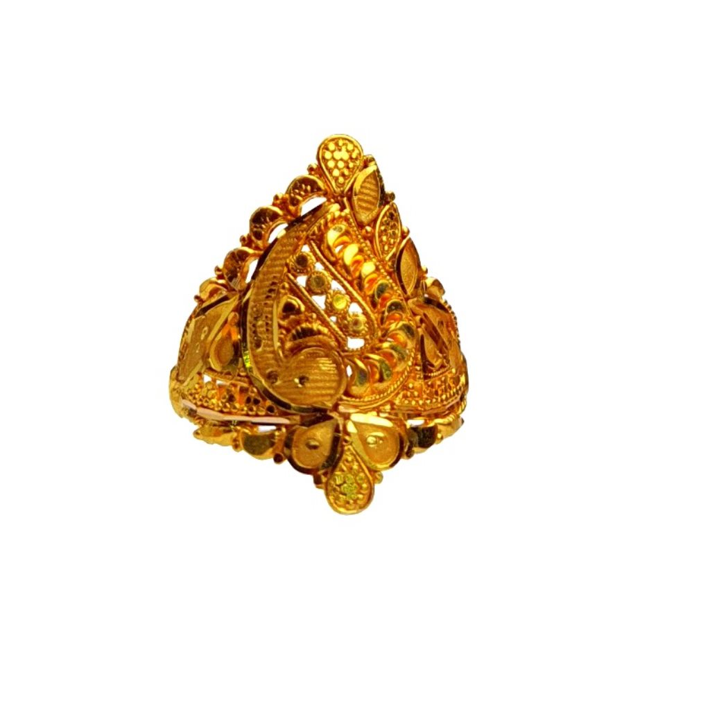 Solid 22K/18K/14K Fine Gold Certified Stamped Carved Design Women's Ring