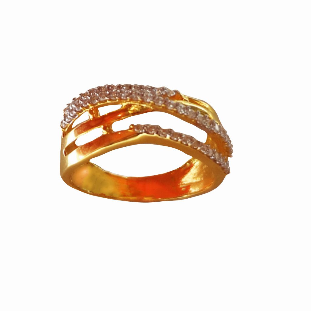 Solid 22K/18K/14K Fine Gold Certified Stamped CZ Abstract Design Women's Ring