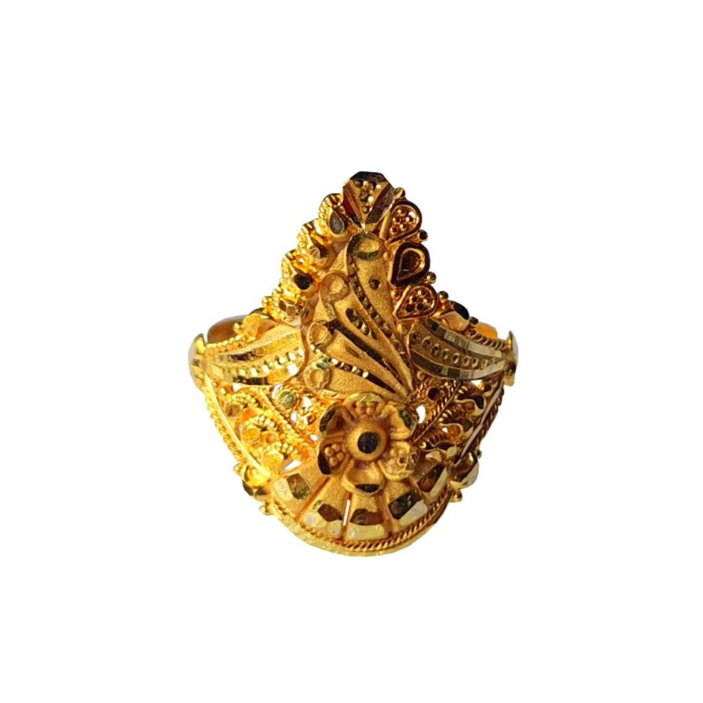 Solid 22K/18K/14K Fine Gold Certified Stamped Flower Design Women's Ring