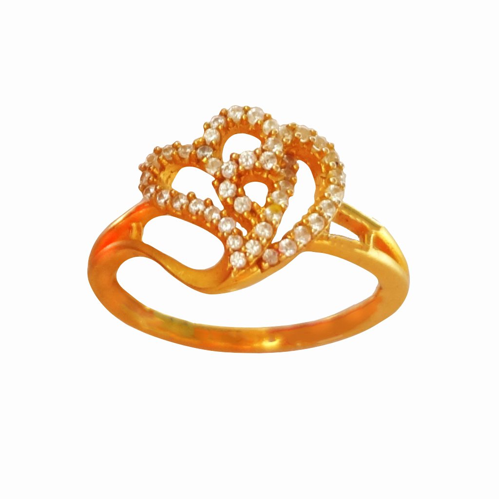 Solid 22K/18K/14K Fine Gold Certified Stamped CZ Abstract Design Women's Ring