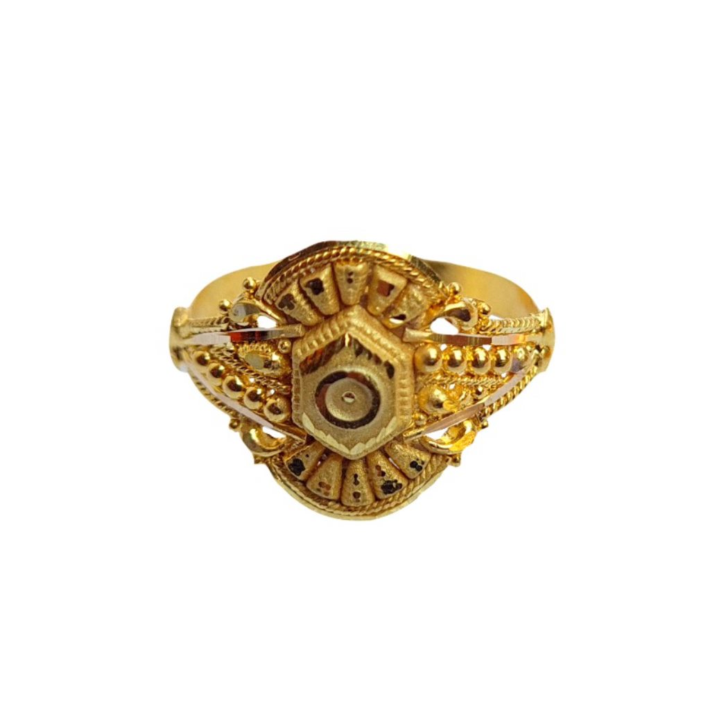 Solid 22K/18K/14K Fine Gold Certified Stamped Hexagon Design Women's Ring