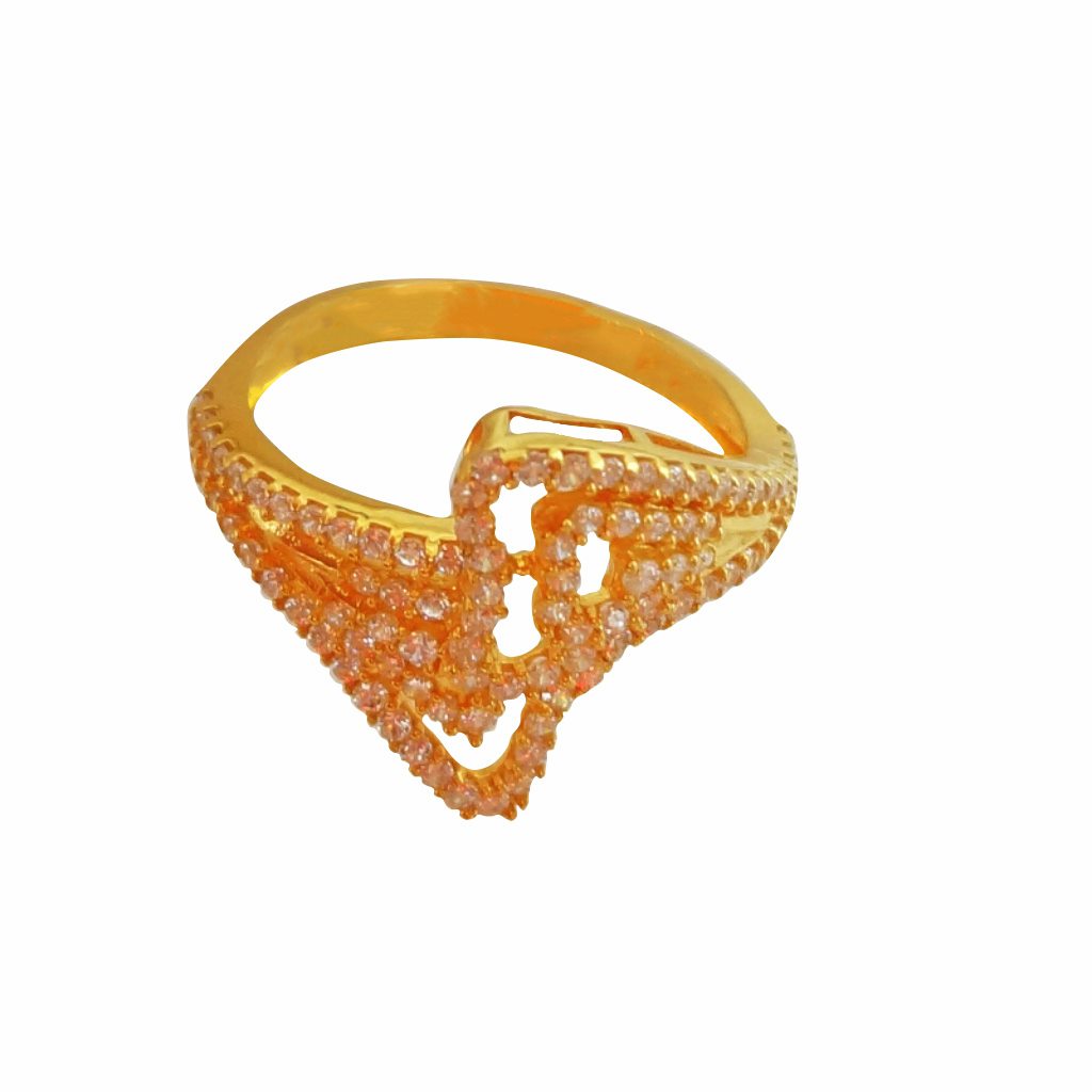 Solid 22K/18K/14K Fine Gold Certified Stamped CZ Carved Design Women's Ring