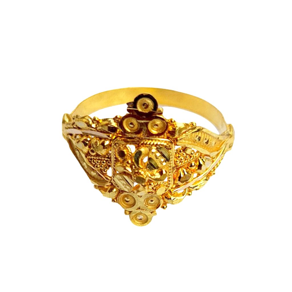 Solid 22K/18K/14K Fine Gold Certified Stamped Leaf Design Women's Ring