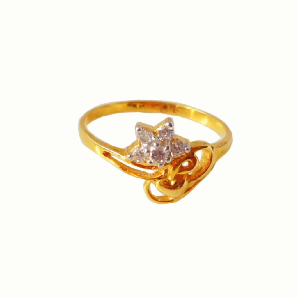 Solid 22K/18K/14K Fine Gold Certified Stamped CZ Star Design Women's Ring