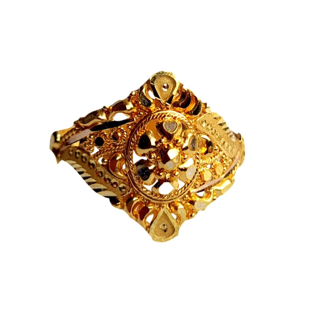 Solid 22K/18K/14K Fine Gold Certified Stamped Oval Flower Design Women's Ring