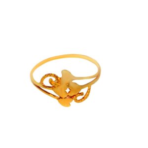 Solid 22K/18K/14K Fine Gold Certified Stamped Carved Leaf Design Women's Ring