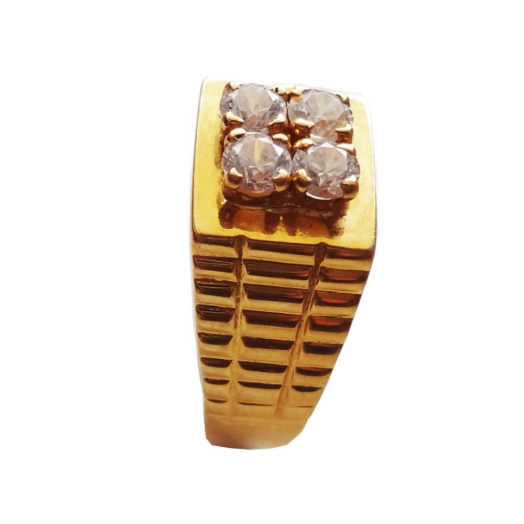 Solid 22K/18K/14K Fine Gold Certified Stamped Square CZ Design Men's Ring