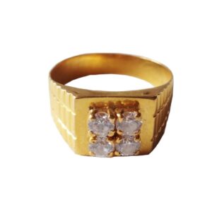 Solid 22K/18K/14K Fine Gold Certified Stamped Square CZ Design Men's Ring
