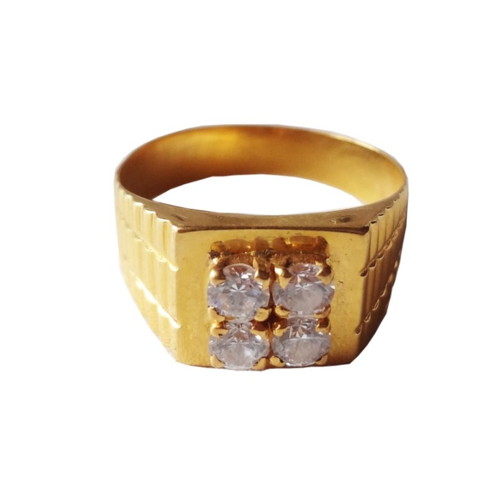 Solid 22K/18K/14K Fine Gold Certified Stamped Square CZ Design Men's Ring