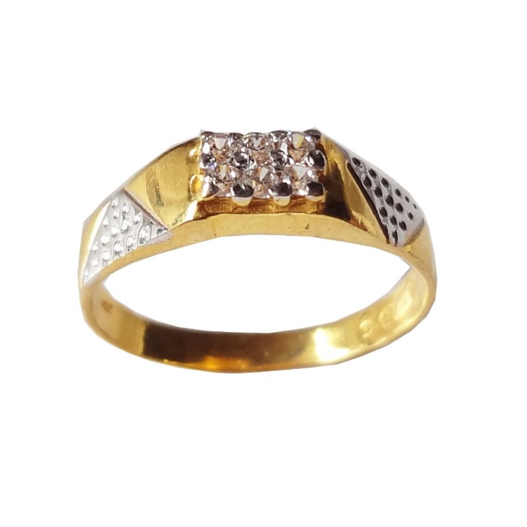 Solid 22K/18K/14K Fine Gold Certified Stamped CZ Studded Design Men's Ring