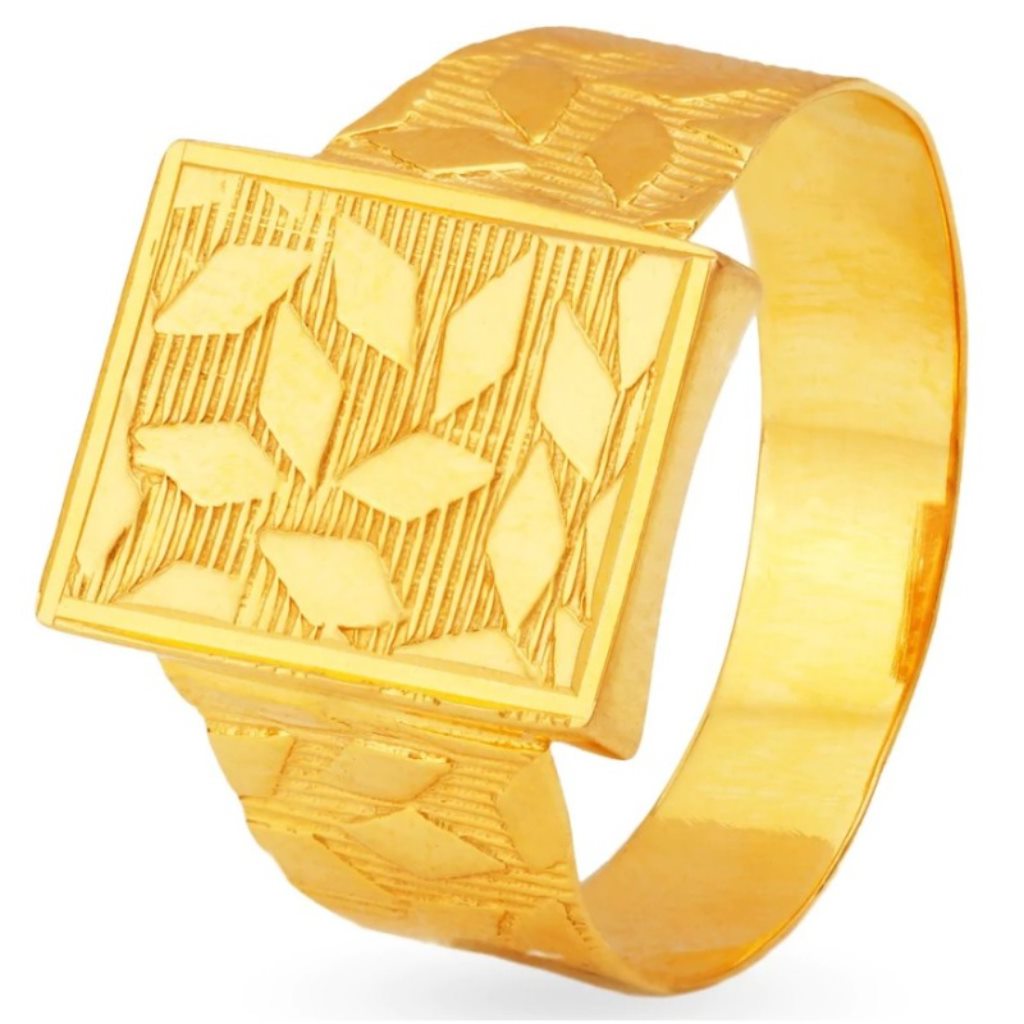 Solid 22K/18K/14K Fine Gold Certified Stamped Leaf Design Men's Ring
