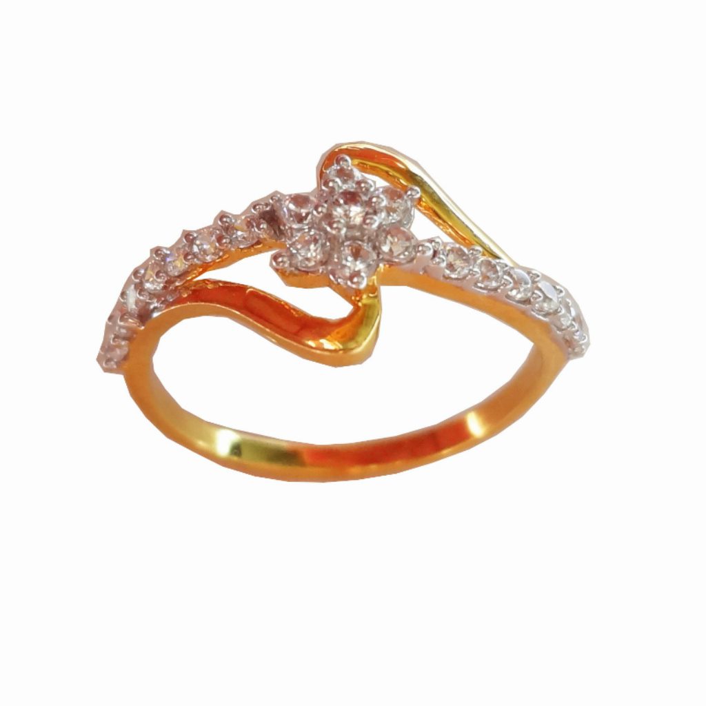 Solid 22K/18K/14K Fine Gold Certified Stamped CZ Floral Design Women's Ring