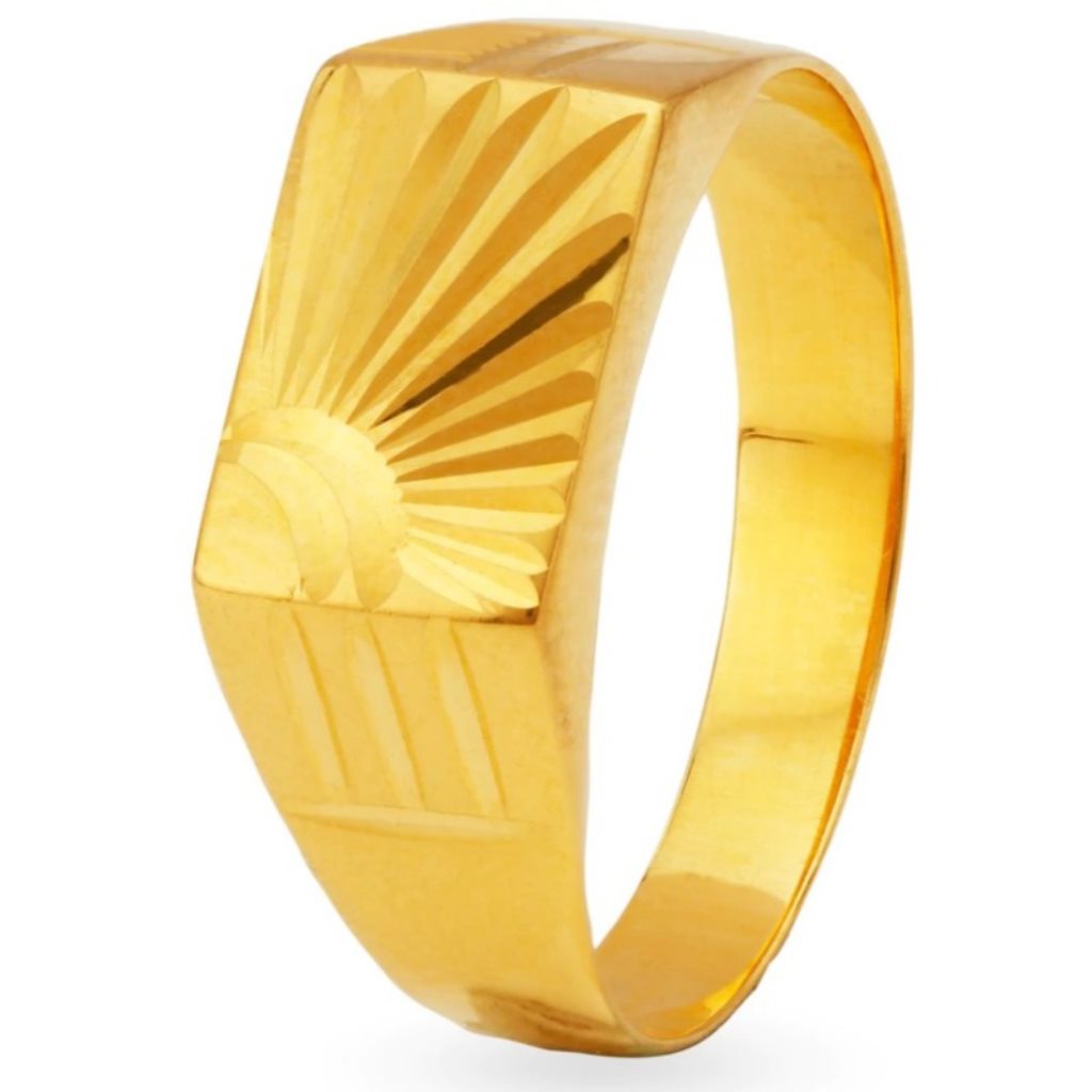 Solid 22K/18K/14K Fine Gold Certified Stamped Sunrays Design Men's Ring