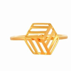 Solid 22K/18K/14K Fine Gold Certified Stamped Hexagon Design Women's Ring