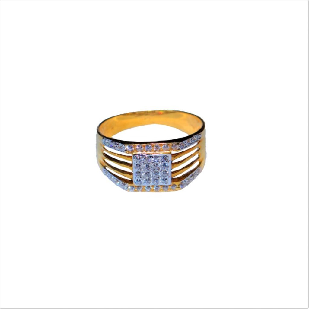 Solid 22K/18K/14K Fine Gold Certified Stamped CZ Studded Design Men's Ring
