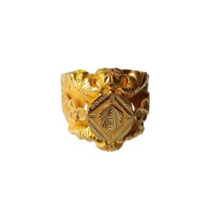 Solid 22K/18K/14K Fine Gold Certified Stamped Leaf Design Men's Ring