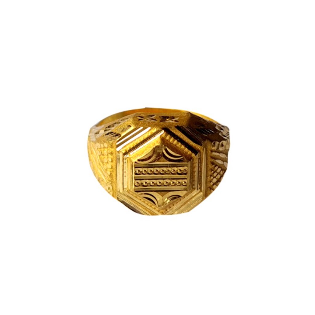Solid 22K/18K/14K Fine Gold Certified Stamped Hexagonal Design Men's Ring