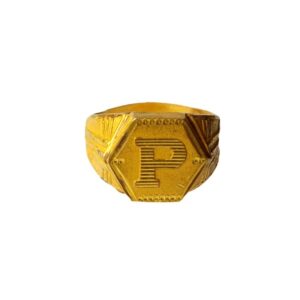 Solid 22K/18K/14K Fine Gold Certified Stamped Carved P Design Men's Ring