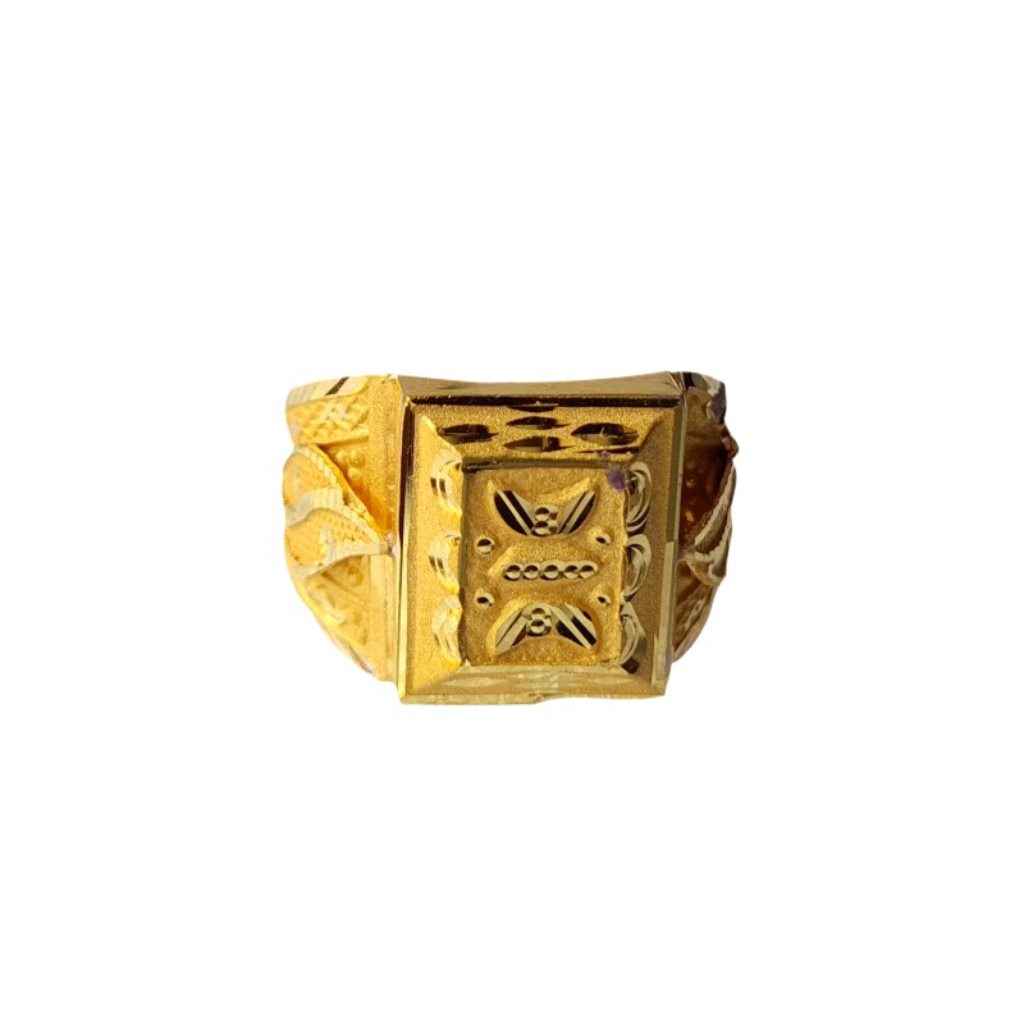 Solid 22K/18K/14K Fine Gold Certified Stamped 3D Square Design Men's Ring