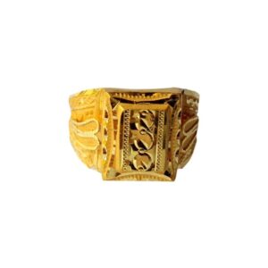 Solid 22K/18K/14K Fine Gold Certified Stamped Dots Square Design Men's Ring