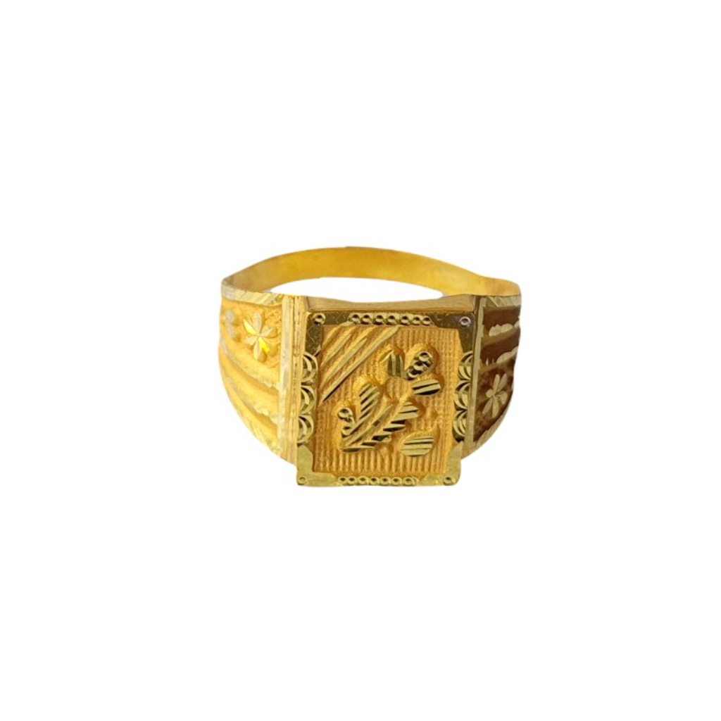 Solid 22K/18K/14K Fine Gold Certified Stamped Flower Design Men's Ring