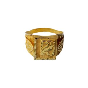 Solid 22K/18K/14K Fine Gold Certified Stamped Square Leaf Design Men's Ring