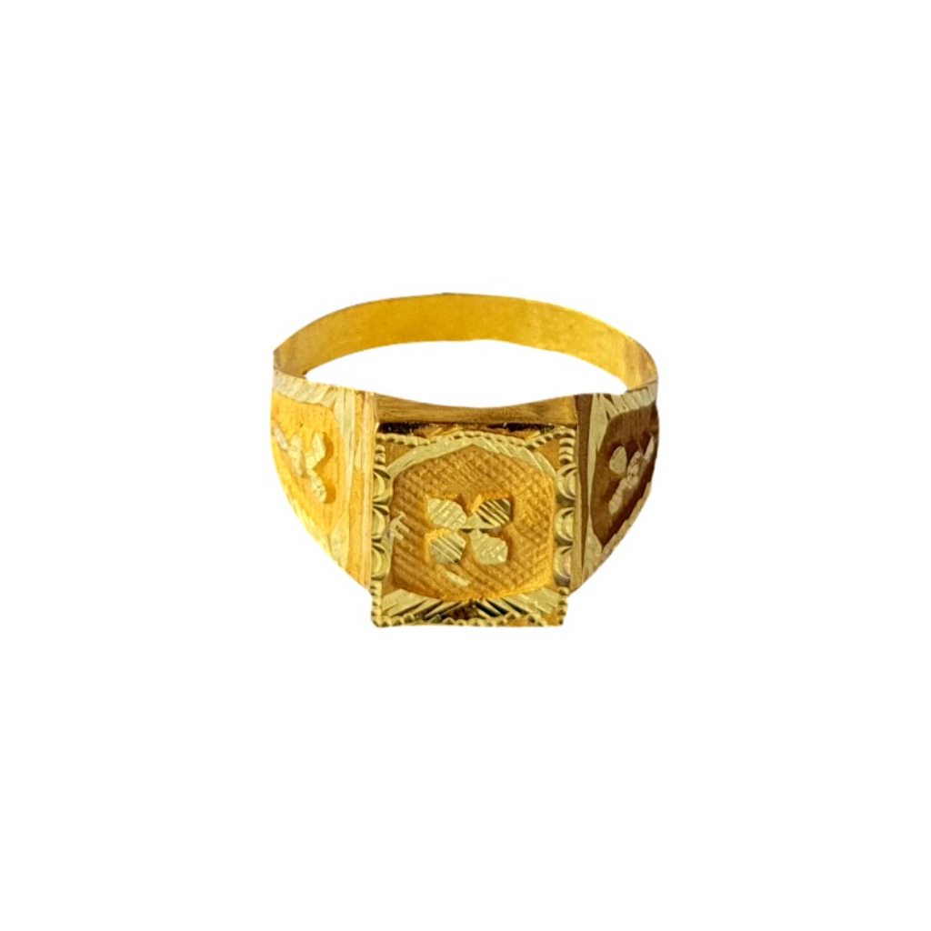 Solid 22K/18K/14K Fine Gold Certified Stamped Flower Design Men's Ring