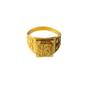 Solid 22K/18K/14K Fine Gold Certified Stamped Square Leaf Design Men's Ring