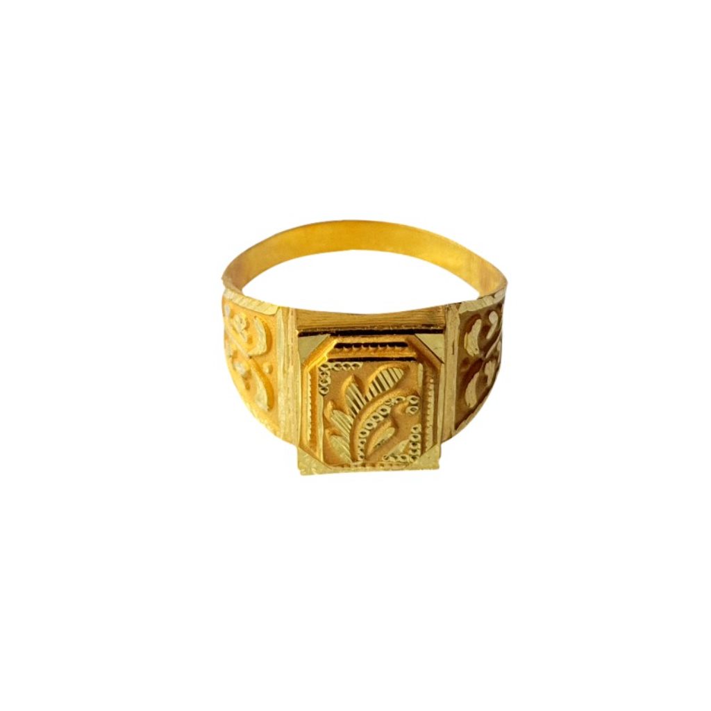 Solid 22K/18K/14K Fine Gold Certified Stamped Square Leaf Design Men's Ring