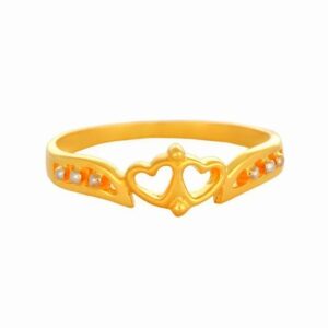Solid 22K/18K/14K Fine Gold Certified Stamped Two Heart Design Women's Ring