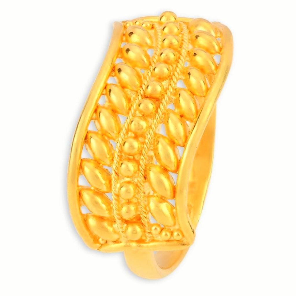 Solid 22K/18K/14K Fine Gold Certified Stamped Carved Design Women's Ring