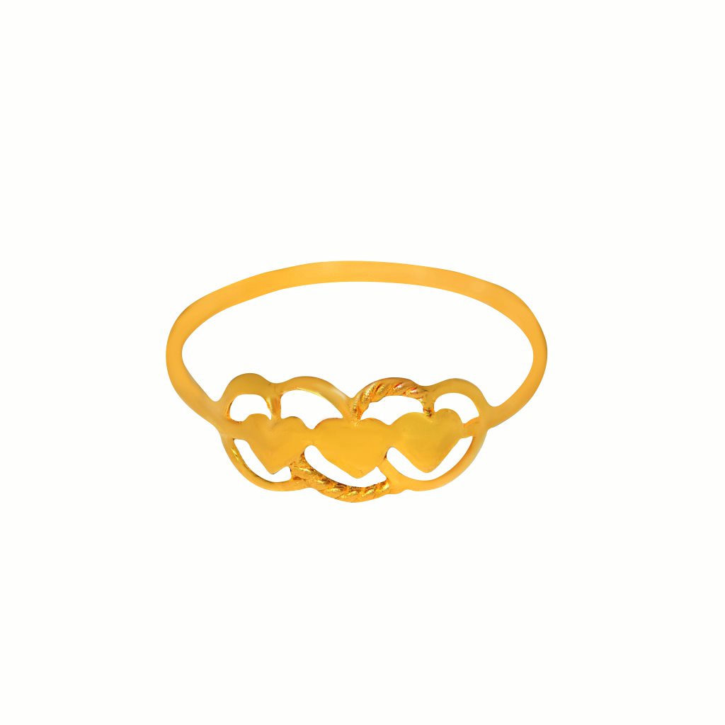 Solid 22K/18K/14K Fine Gold Certified Stamped 3 Heart Design Women's Ring