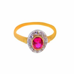 Solid 22K/18K/14K Fine Gold Certified Stamped Pink Stone Design Women's Ring