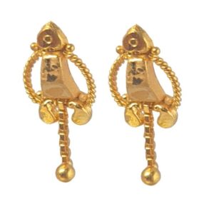 Solid 22K/18K/14K Fine Gold Certified Stamped Single Chain  Design Hoop Earring