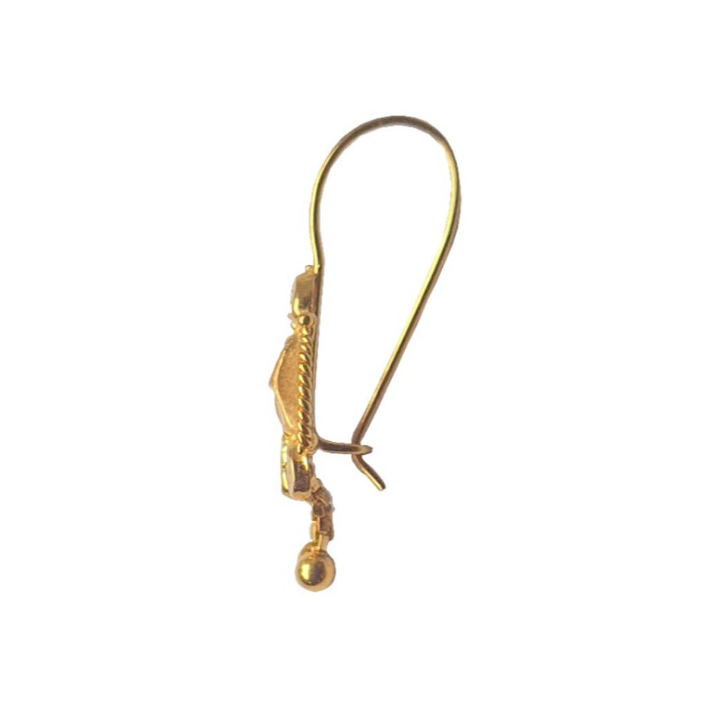 Solid 22K/18K/14K Fine Gold Certified Stamped Mina Coloured Design Hoop Earring