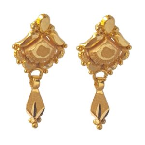 Solid 22K/18K/14K Fine Gold Certified Stamped Triangle Design Hoop Earring