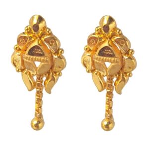 Solid 22K/18K/14K Fine Gold Certified Stamped Hanging Design Hoop Earring