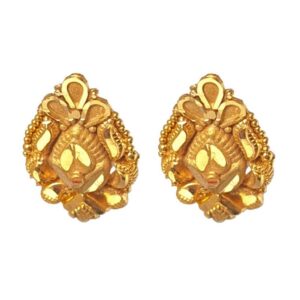 Solid 22K/18K/14K Fine Gold Certified Stamped Leaf Design Design Hoop Earring