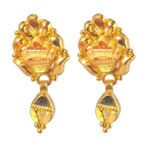Solid 22K/18K/14K Fine Gold Certified Stamped Flower Design Design Hoop Earring