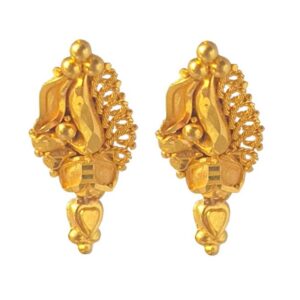 Solid 22K/18K/14K Fine Gold Certified Stamped Hanging Heart Design Hoop Earring
